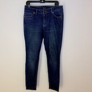 d. jeans Dark Wash Skinny Ankle Mid Rise Cuffed Jeans Single Button Size 12